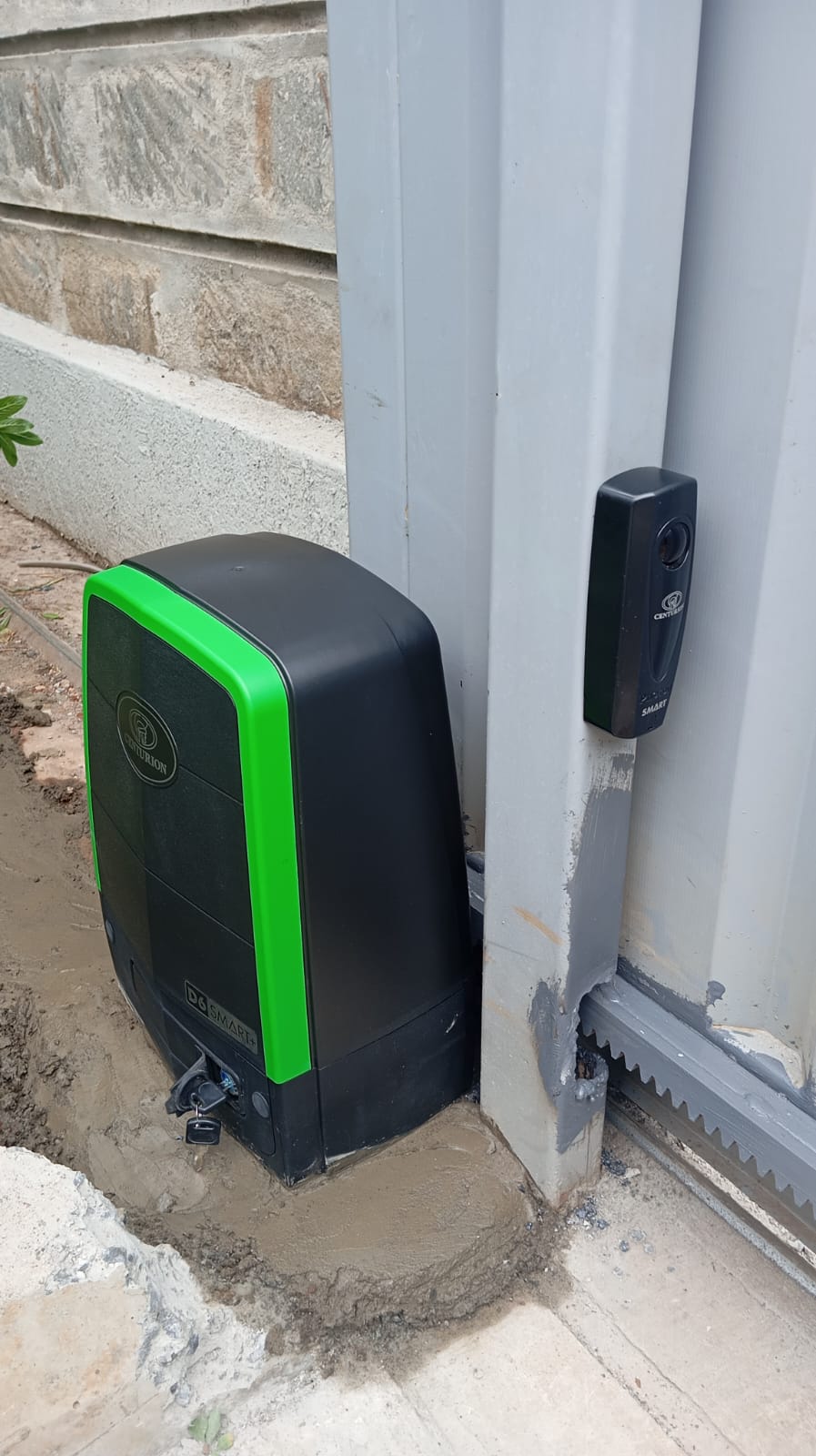 Centurion sliding gate motor installed at a residential gate